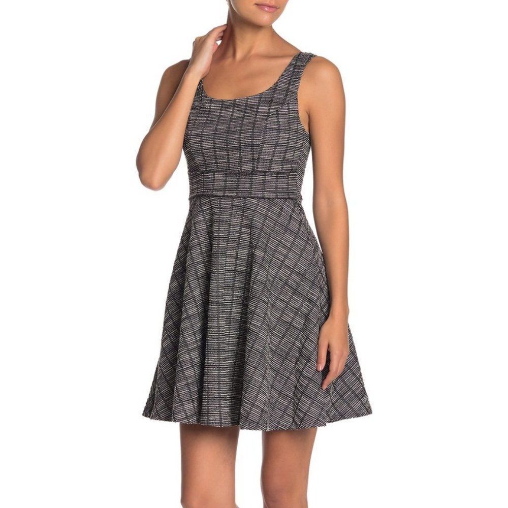 Max+Ash Plaid Tweed Skater Dress - S - NWT